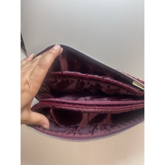 KESTREL Burgundy Velvet Large Purse Kit Pouch Organizer Bag New - Picture 4 of 11